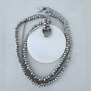 Vintage Cookie Lee Mother of Pearl Pendant Multi-strand Necklace